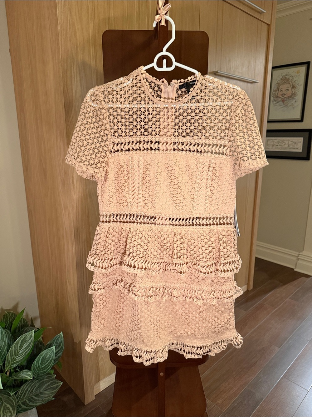 Aqua Blush Crochet Lace Mini Dress